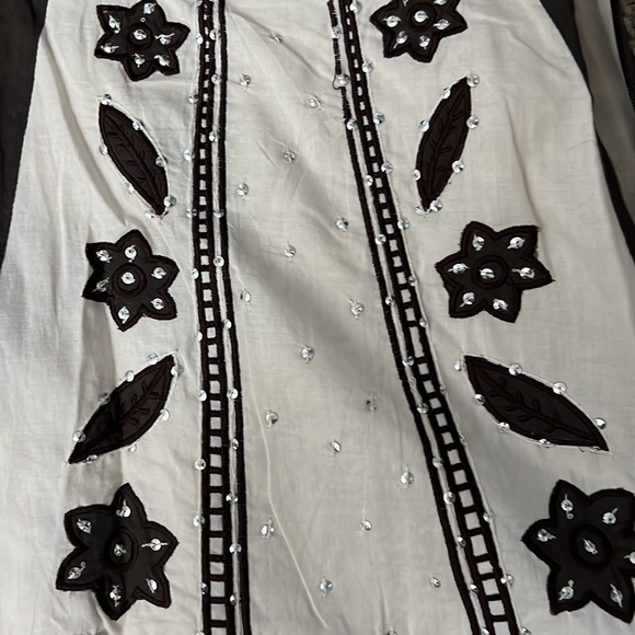 Persaman of New York brown and cream a-line skirt with embellishment. - Picture 5 of 8